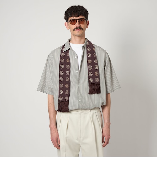 Steven Alan＞ CC ピケ ストライプ レギュラーカラー シャツ ALINE