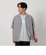 ヴィンテージライク ミニチェック オープンカラー グランデ シャツ