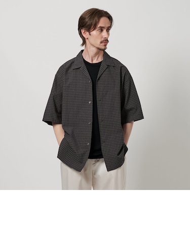 ヴィンテージライク ミニチェック オープンカラー グランデ シャツ