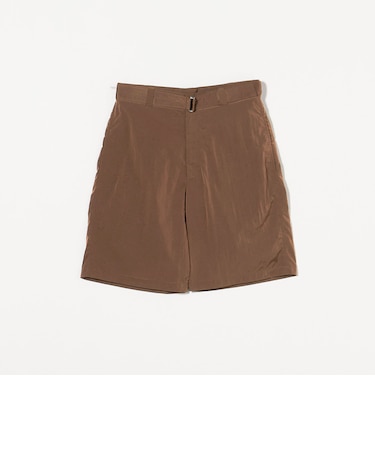 ＜H＞ナイロンワッシャー ベルテッドノープリーツ ショートパンツ