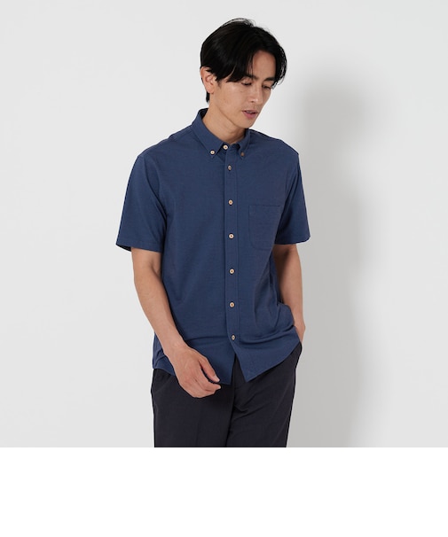 クイック シャンブレー ボタンダウン 半袖シャツ ‐ストレッチ 吸水速乾 ‐