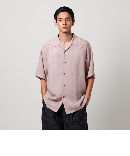 フィブリル シャンブレー オープンカラー シャツ