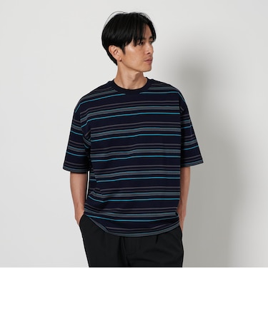 モクロディ パネル ボーダー クルーネック カットソー