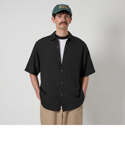 Steven Alanストライプ レギュラーカラー シャツ LOOSE Steven Alan＞ CC ピケ ストライプ レギュラーカラー シャツ ALINE