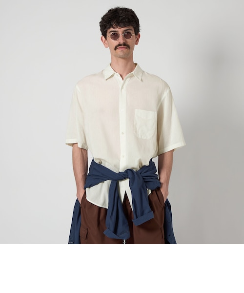 Steven Alanストライプ レギュラーカラー シャツ LOOSE Steven Alan＞ CC ピケ ストライプ レギュラーカラー シャツ ALINE