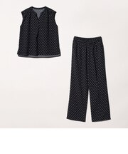 キーネックブラウス＋ワイドパンツ ‐ウォッシャブル‐＜A DAY IN THE LIFE＞