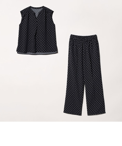 キーネックブラウス＋ワイドパンツ ‐ウォッシャブル‐＜A DAY IN THE LIFE＞