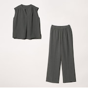 キーネックブラウス＋ワイドパンツ ‐ウォッシャブル‐＜A DAY IN THE LIFE＞