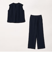 キーネックブラウス＋ワイドパンツ ‐ウォッシャブル‐＜A DAY IN THE LIFE＞