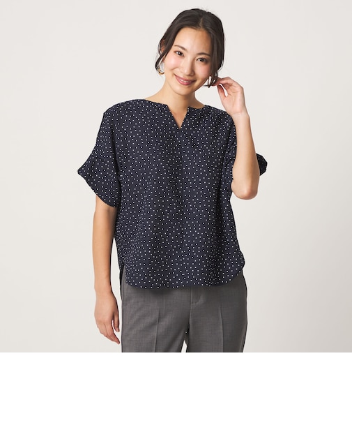 リネンライク プリント キーネック ドルマンブラウス ＜A DAY IN THE LIFE＞