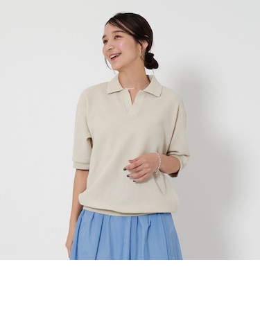 グリッド エアーワッフル スキッパー ポロシャツ