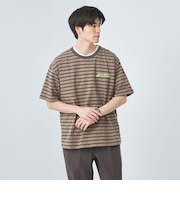 【別注】＜PARKS PROJECT＞GLR オーバーダイ ボーダー ブラウン Tシャツ