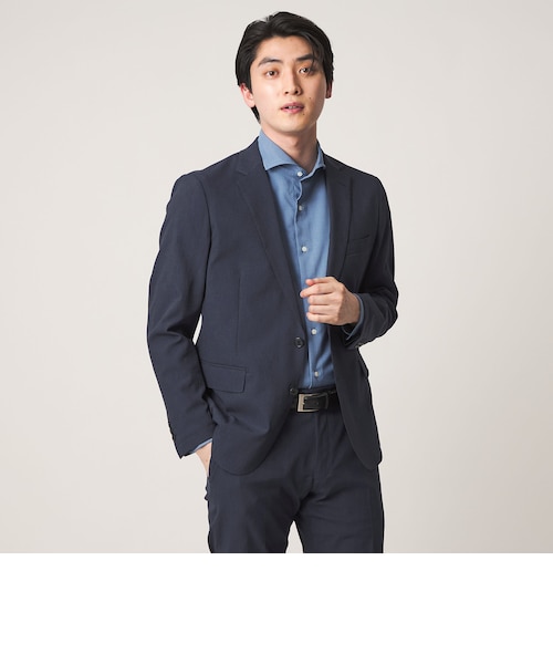 【BEIGE】Dot Air(R)ドライ タッチ 2ボタンジャケット-セットアップ対応・ストレッチ・マシンウォッシャブル-<A DAY IN THE LIFE> Dot Air（R）ドライ タッチ 2ボタンジャケット-セットアップ対応