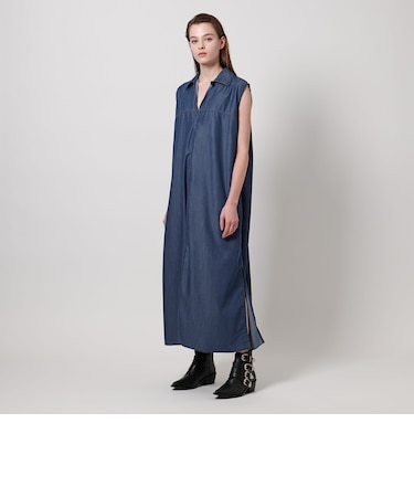 ＜ASTRAET＞スキッパー スリット ノースリーブワンピース