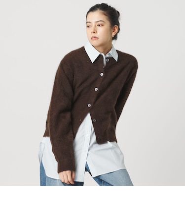 フォックスカシミヤブレンド クルーネックカーディガン