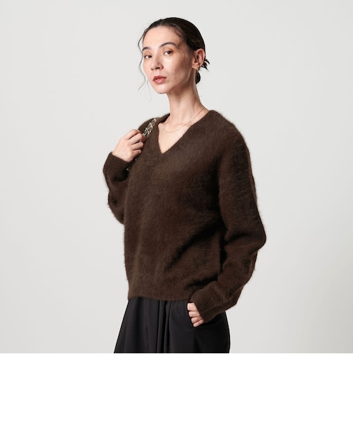 フォックスカシミヤブレンド Vネックニットプルオーバー
