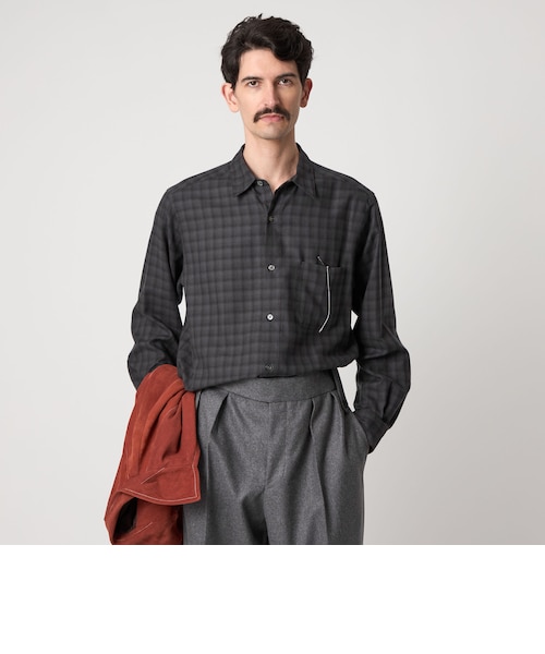 Steven Alan＞ CC ピケ ストライプ レギュラーカラー シャツ ALINE