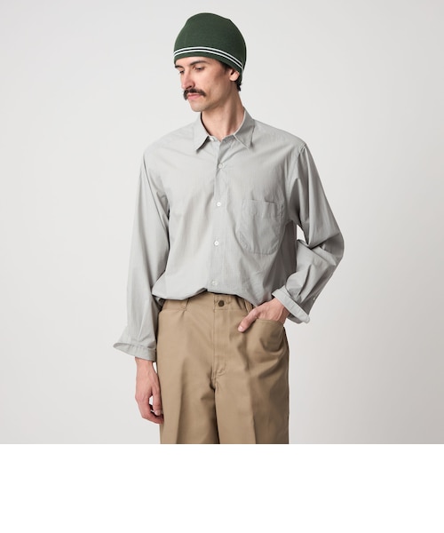 Steven Alan＞ CC ピケ ストライプ レギュラーカラー シャツ ALINE