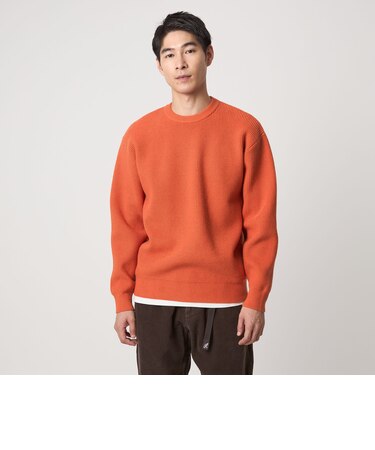 コットン ポリエステル ワッフル クルーネック ニット