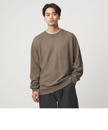 メッシュ レイヤード クルーネック ニット
