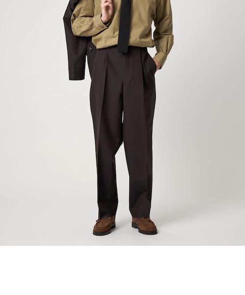 最終値引StevenAlanTCLオックスフォード アウトワンプリーツスラックス Steven Alan＞ ウール オックスフォード アウト ワンプリーツ