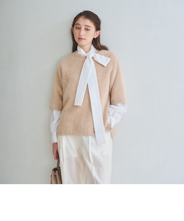 フォックスカシミヤ ハーフスリーブ Tニット