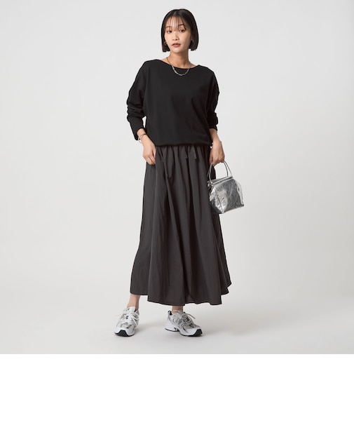 カット コンビ タフタ フレア ワンピース