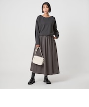 カット コンビ タフタ フレア ワンピース