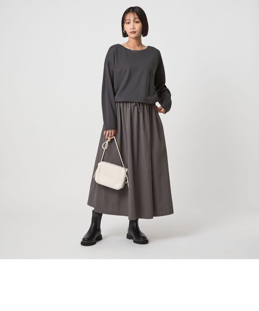 カット コンビ タフタ フレア ワンピース
