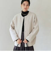 ［size SHORTあり］FOXブレンド セッケツ ノーカラー カーディガン