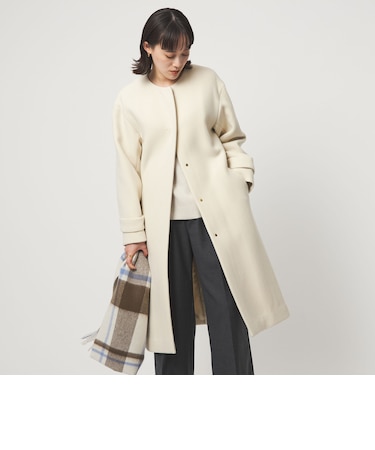 ［size SHORTあり］SENTDALE WOOL セントデールウール ノーカラー コート
