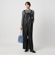 レザーライク サロペット パンツ‐ウォッシャブル‐