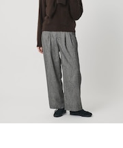 裏起毛ヘリンボーン タックワイドパンツ ウォッシャブル