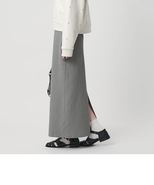 【Wardrobe DAILY MINIMAL】ポリエステルコットン リブニットタイトスカート ウォッシャブル