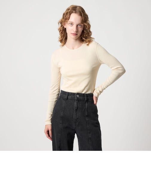 ＜Steven Alan＞コットン シルク リブ クルーネック カットソー