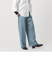 サテン 2タック ストレート パンツ