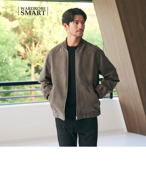【WARDROBE SMART】スエードライク リブ ブルゾン