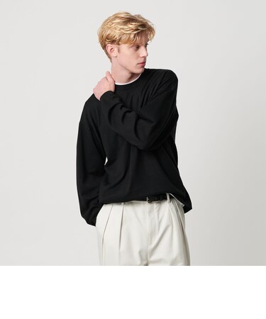 コットン カシミヤ ブレンド ロングスリーブ Tシャツ