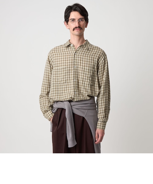 Steven Alan＞ CC ピケ ストライプ レギュラーカラー シャツ ALINE