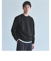 ポリエステル タック編み クルーネック 長袖 ニット