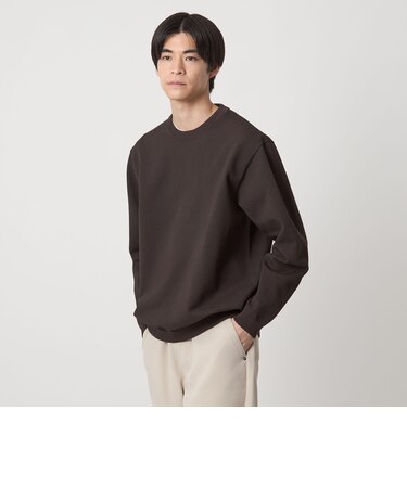 ポリエステル タック編み クルーネック 長袖 ニット