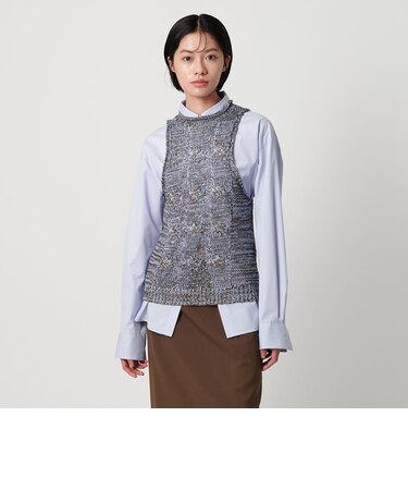 ＜AEWEN MATOPH＞ミックスヤーンケーブルノースリーブニット ‐ ウォッシャブル ‐
