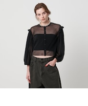 ＜ASTRAET＞ シアー  フリル クルーネックカットソー