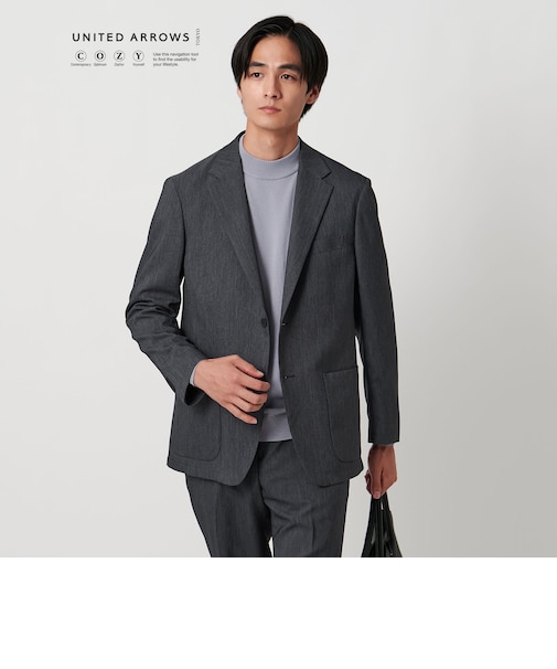 デニムライク シングル ２ボタン テーラード ジャケットUA COZY ‐ウォッシャブル・ヨコストレッチ‐