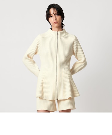 ＜AEWEN MATOPH＞ウールカシミヤミックス ペプラムジップアップニットジャケット