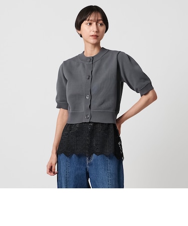 レース レイヤード カーディガン‐ウォッシャブル‐