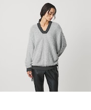 ＜AEWEN MATOPH＞ハートスパンコール シャーリングVネックニット