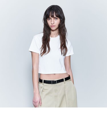 <6(ROKU)>コットン クロップド Tシャツ