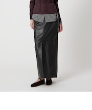 <H>シープレザー スリットロングスカート