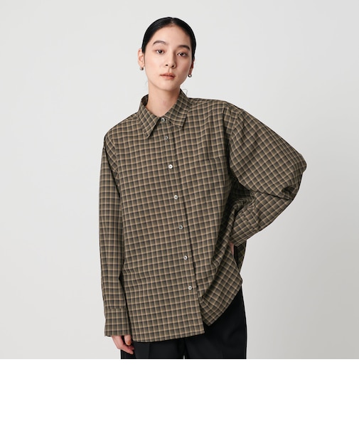 ポリエステルウール ローンチェックシャツ